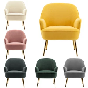 Luxury Velvet Tub Armchair Accent Padded Seat Chair Occasional Lounge Sofa Home - Picture 1 of 19
