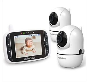 HelloBaby Video Baby Monitor Wireless 2-Camera Pan-Tilt-Zoom 3.2'' Color Screen