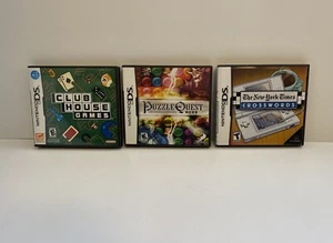 Nintendo DS Lot Puzzle Quest New York Times Crossword Club House Games W/Manuals - Picture 1 of 4