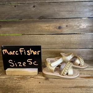New NIB Little Kids Marc Fisher Apple Braid Strap Gold Leather Sandals Size 5 C - Picture 1 of 6