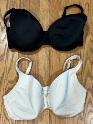 2 Cacique Lightly Lined Full Coverage Bras 42F~Underwire~Black & Cream - Image 1 of 4