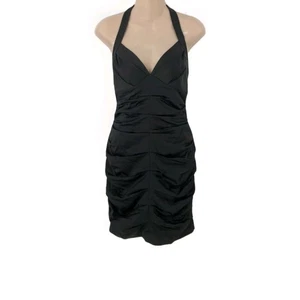 BCBG MAXAZRIA Sassy Sexy Smart Black Halter Zip Sleeveless Cocktail Dress Small - Picture 1 of 5