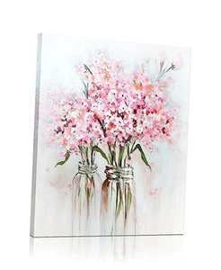 s Canvas Wall Art: Abstract Bouquet in Vase Artwork 15L" x 12W" Pink Flower - Picture 1 of 6