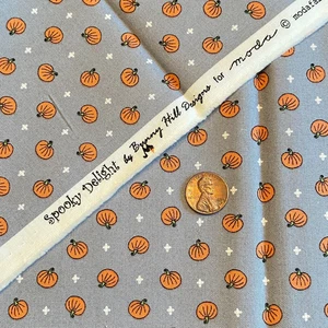 Half Yard Spooky Delight Pumpkins Gray Moda Cotton Print - Picture 1 of 3
