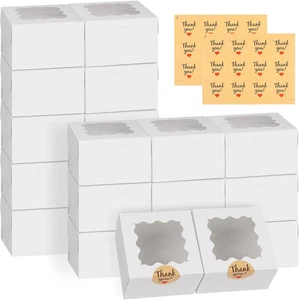 24 Stück Weiße Keksdosen, 4X4X2,5 Zoll Bäckerei Boxen mit Fenster, für Mini Kuchen - Bild 1 von 8