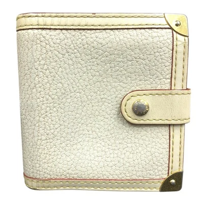 Auténtica billetera Louis Vuitton compacta con cremallera plegable blanca Suhali M91831 MI2057 Foto 1 de 4