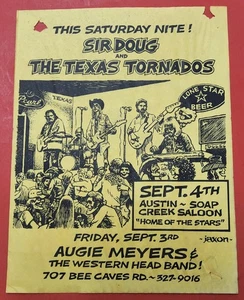 Sir Doug & The Texas Tornados At The Austin Soap Creek Saloon Vintage Flyer 1976 - Picture 1 of 2