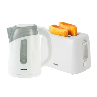2 Slice Toaster & Illuminating Electric Kettle Combo Set 1.7L Cordless Jug White - Image 1 of 4