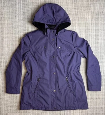 Weatherproof Womens Size Large Purple Winter Coat Hooded Zip Pockets Cinch Waist - Image 1 of 4