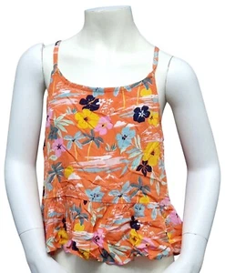 MARKS & SPENCER Niñas Naranja Tropical Multi Flor Camisola Estilo Sin Mangas - Imagen 1 de 3