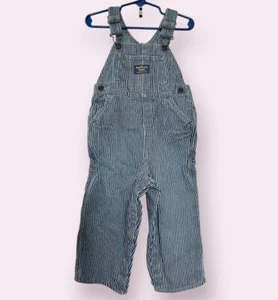 Osh Kosh B’gosh Vestbank Overalls Stripe Railroad Snap Button Sides 24 Months - Picture 1 of 6