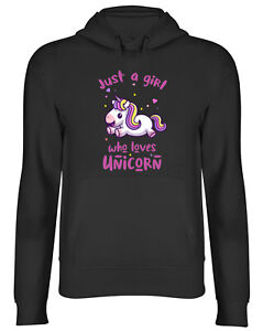 Girl Who Loves Unicorn Hoodie Mens Womens Fantasy Horse Mythical Pony Top Gift