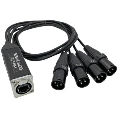 4 Channel RJ45 Ethercon to XLR Male Breakout Audio Snake Cable - 3 Feet - Image 1 of 4
