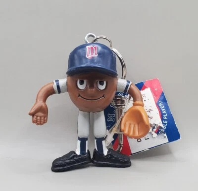 RARE MLB Minnesota Twins 1993 Baseball Guy~ Bendy Clip On Keychain 3" tall Vtg - Image 1 of 4