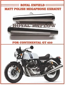Royal Enfield TE 103 Matt Polish Megaphone Exhaust for Continental GT 650 - Picture 1 of 5