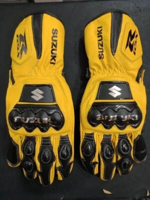 SUZUKI MOTORBIKE LEATHER RACING GLOVES CUSTOM DESIGN - Image 1 of 2
