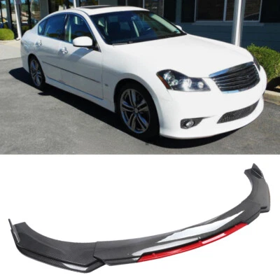 For Infiniti M35 M35h M37 M45 Carbon Style Front Bumper Lip Spoiler Splitter - Image 1 of 4