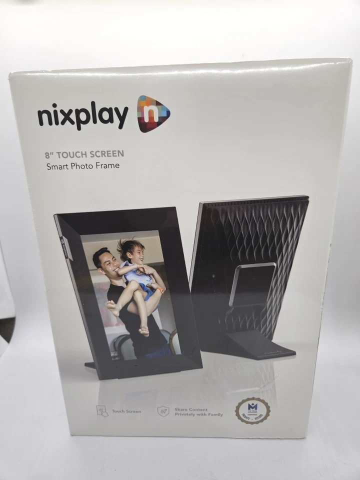 Nixplay - W08K Touch 8-inch LCD Smart Digital Photo Frame - Black/SILVER NEW - Image 1 of 4