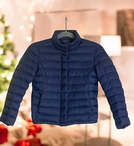 POLO Ralph Lauren Boys Down Jacket Puffer Sz Medium 8-10 Blue Zip Pony Logo - Picture 1 of 9