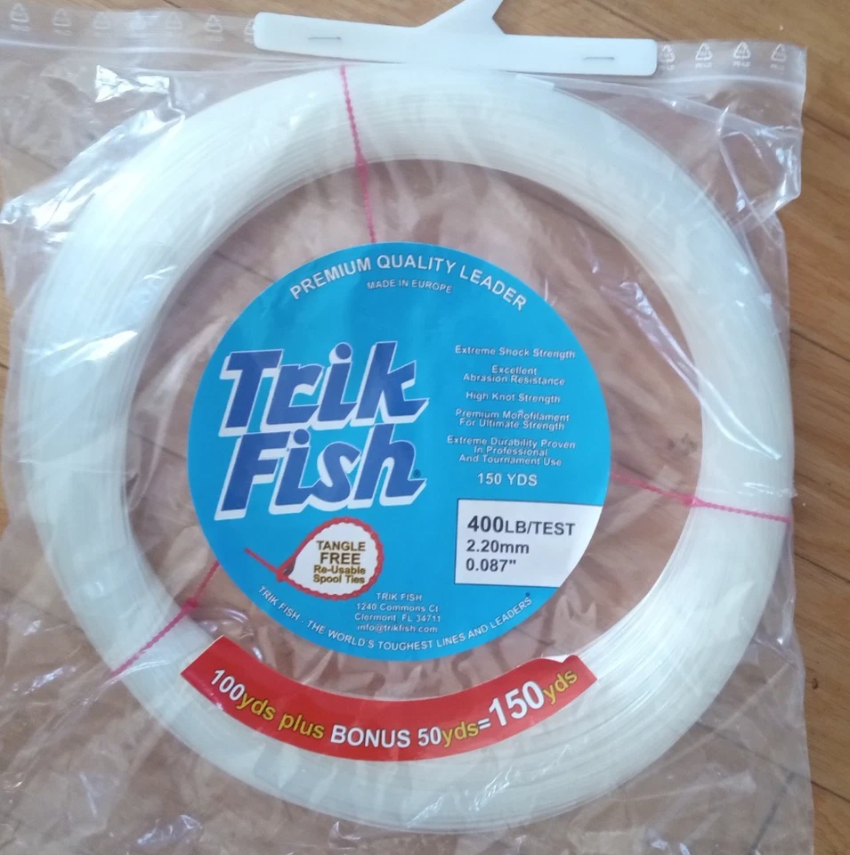 400 LB Prueba TRIK Peces Agua Salada MONO LEADER TRANSPARENTE 150 YARDAS ATÚN MARLIN BIG GAME Foto 1 de 1