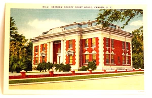 kenshaw county court house camben sc linen postcard - Picture 1 of 2