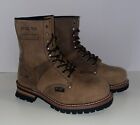 AdTec 9? Steel Toe Logger - Brown Genuine Leather Work Boots Men Size 7.5