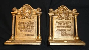 Signed Bradley & Hubbard Cast Iron Shakespeare and Dickens Bookends Ex! - Picture 1 of 8
