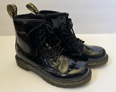 DR DOC MARTENS - Botas Junior 1460 charol con cordones cremallera interior - Talla 2 Foto 1 de 4
