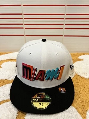 New Era Miami Heat City Edition 59FIFTY White Fitted Hat 7 5/8 - Image 1 of 4