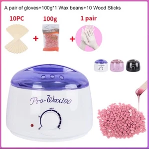Wax Warmer Pot Depilatory Heater Spa Hair Removal Set Beans Machine Spatula Kit - Picture 1 of 7