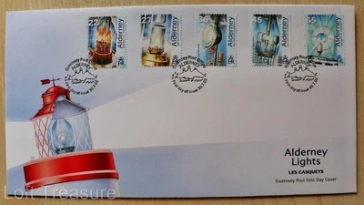 Alderney Stamps: "Alderney Lights - Les Casquets" First Day Cover 2002 - Image 1 of 3
