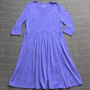 Soft Surroundings Kleid lila groß Stretch 3/4 Arm Vogelgezwitscher Naht Midi - Bild 1 von 10