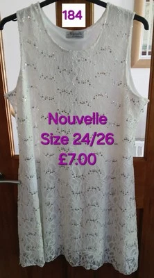 Nouvelle Collection Women's Lace Sequined Dress Size 24/26, Sleeveless, Lined - Image 1 of 4