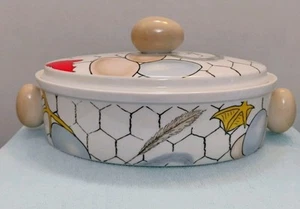 Vintage Franci Villa Vanilla Palm Beach Casserole/ Lid Chicken Egg 1.5 Quart - Bild 1 von 12