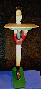 Vtg Equestrian Folk Art Wooden Butler Stand- Hand-Painted - Picture 1 of 13