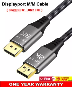 Braided Ultra HD 8K 4K DisplayPort Cable DP 1.4 8K@60Hz 4K@144Hz HDCP HDR 3D AU - Picture 1 of 10