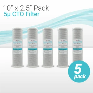 (5) 10" x 2.5" Coconut Shell CTO Carbon Block Water Filter for Whole house & RO - Picture 1 of 5