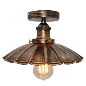 Vintage Ceiling Light Fitting Industrial Umbrella Flush Mount Ceiling Lampshade - Picture 1 of 24