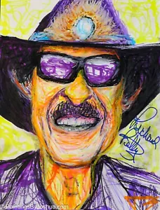 "Richard Petty firmato 9x12" pennarello originale e ritratto a matita NASCAR ""Il re" - Foto 1 di 2