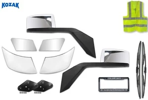 Chrome Hood Mirrors (LH RH) With Mounting Compatible with Volvo VNL 2004-2015 - Foto 1 di 10