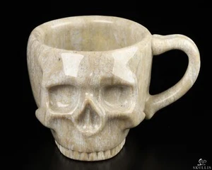 3,1" Koralle Fossil handgeschnitzt Kristall Schädel Espressotasse 2 Unzen, Kristall Heilung - Bild 1 von 6