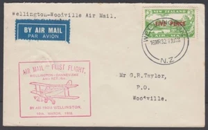 NEW ZEALAND 1932 WELLINGTON-WOODVILLE FLIGHT COVER (ID:002/D65003) - Picture 1 of 1