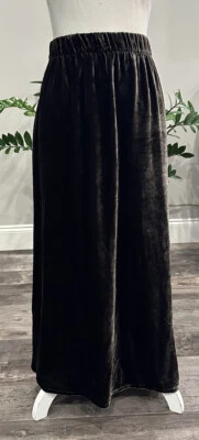 NUEVO CON ETIQUETAS $278 Falda Eileen Fisher Terciopelo Línea A Fácil Ajuste Largo Completo Talla L WDLND Foto 1 de 4