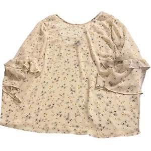Torrid Women’s Ivory Floral Print Chiffon Sheer Ruffled Sleeve Blouse, Size 4XL - Picture 1 of 12