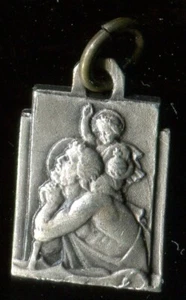 French, Antique art deco silver tone Pendant. st christopher - Picture 1 of 2