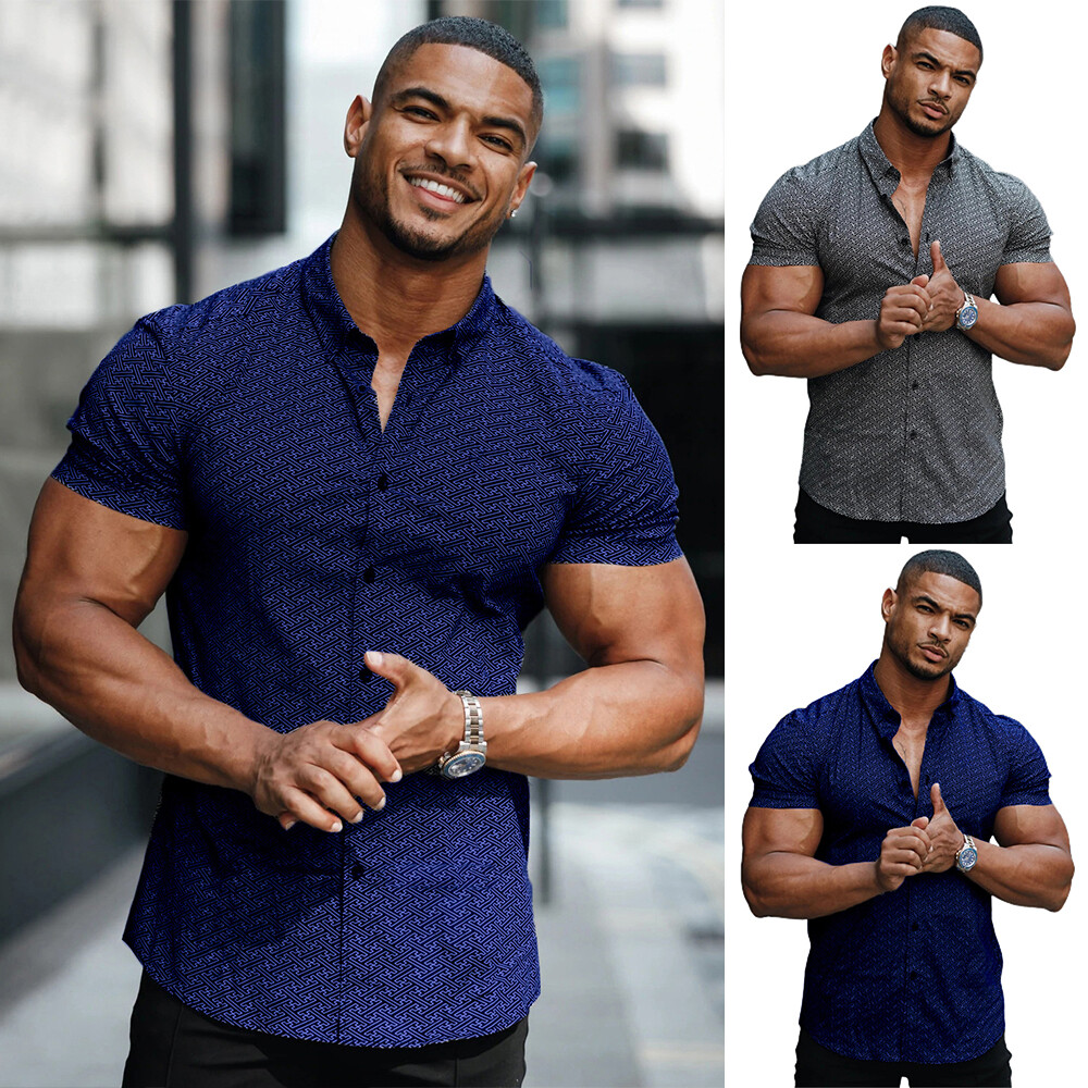 mens short sleeve fitted dress shirts