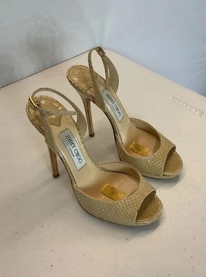 Jimmy Choo Slingback nude snake Leather 5" stiletto Heels EUR 37.5 US 7 - Image 1 of 4