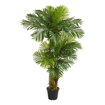 Palma artificial Hawaiana casi natural 72" con hojas tipo pluma - verde/negro Foto 1 de 4