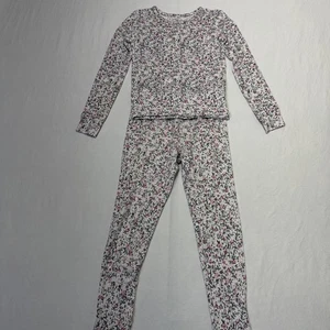 Laura Ashley Pink Floral Thermal Pajama Set Youth Girls Size 6 - Picture 1 of 10