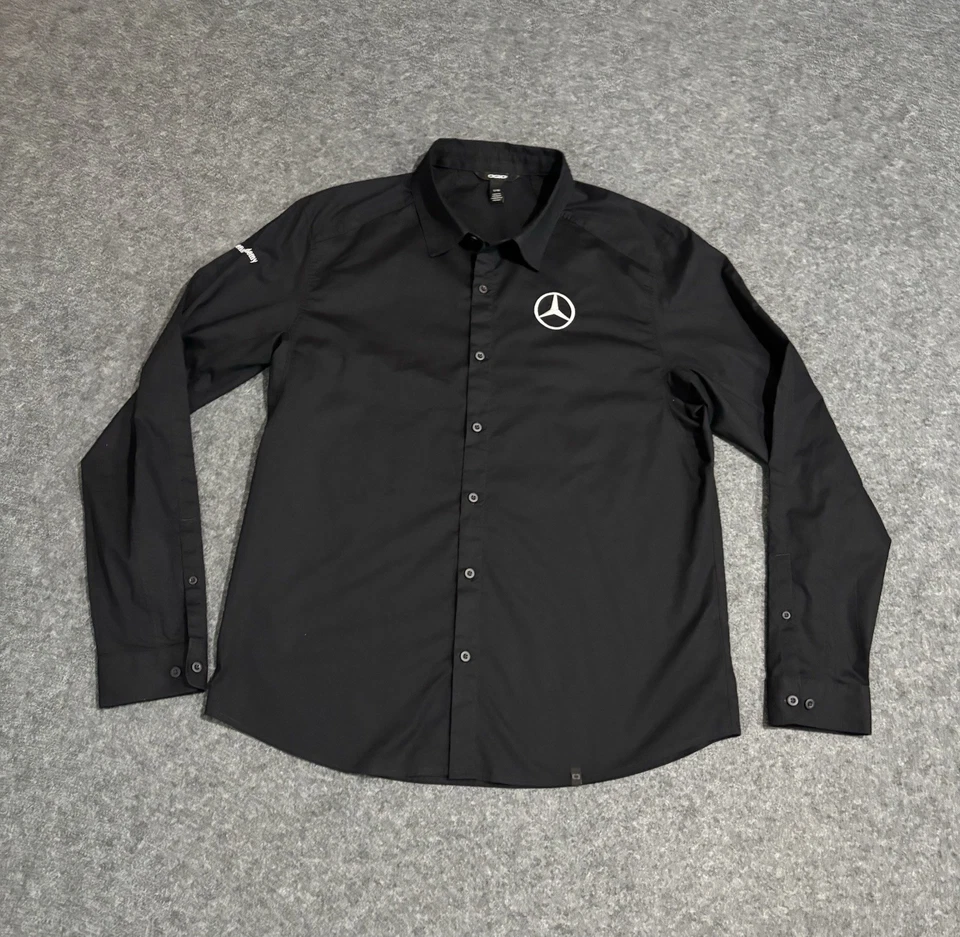 Mercedes Benz Button Shirt Men’s Large Long Sleeve Black Academy - Image 1 of 4